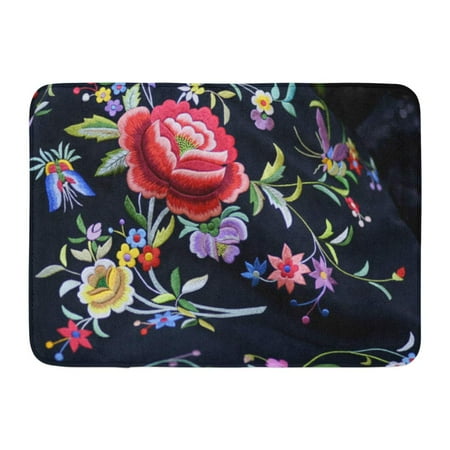 Embroidered Mat Standard - GODPOK Embroidered Shawl Italy Sardinia Silk Rug Doormat Bath Mat 23.6x15.7 inch