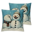 thumbnail image 2 of Acheng Hello Winter Snowman Blue Lumbar Decorative Throw Pillow Cover, Snowflakes Farmhouse Porch Outdoor Home Decor, Christmas Holiday Cute Seasonal Snow Sofa Couch Cushion Case,Set of 2 White, 2 of 6