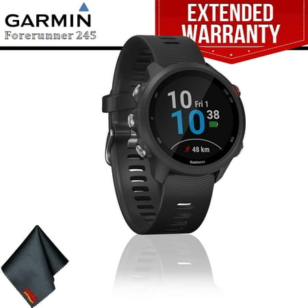 Garmin Forerunner 245 Music GPS Running Smartwatch (Black) + Extended Warranty + Cleaning