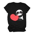 thumbnail image 3 of Gibobby Playera de Manga Corta con Cuello Redondo Camiseta informal a la para mujer, camiseta con estampado animales amor , camisetas manga corta con cuello redondo,(Negro,M), 3 of 5
