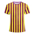 thumbnail image 4 of YMNXA Childrens Girls Boys T Shirt Short Sleeve Round Neck Carnival Stripe Print Festive Comfortable Tee Top For Casual Daily Wear,Yellow,14-15 Years, 4 of 4