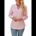 thumbnail image 2 of Camisa Informal de Larga con Cuello en V para Mujer Rosa L, 2 of 10