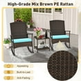 thumbnail image 6 of Costway 3 Piece Patio Rocking Set Wicker Rocking Chairs with 2-Tier Coffee Table Turquoise, 6 of 9