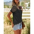 thumbnail image 4 of Coferset V Neck T Shirts Cute Summer Tops Lace Puff Short Sleeve Blouses for Women Casual Blouse, 4 of 7