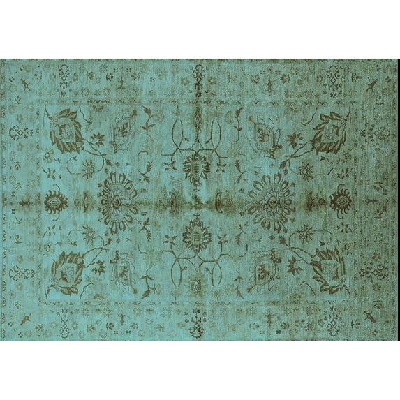 Ahgly Company Indoor Rectangle Oriental Light Blue Industrial Area Rugs, 8' x 10'