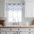 thumbnail image 3 of White Blue Spring Floral Valance Curtains for Kitchen/Living Room/Bathroom/Bedroom Window, Rod Pocket Small Topper Half Short Window Curtains Voile Sheer Scarf, Summer Botanical Hummingbird 42"x12", 3 of 8