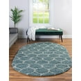 thumbnail image 3 of Unique Loom Trellis Shag Collection Area Rug - Ruby (7' 10" x 10' Oval Light Blue/Ivory), 3 of 10