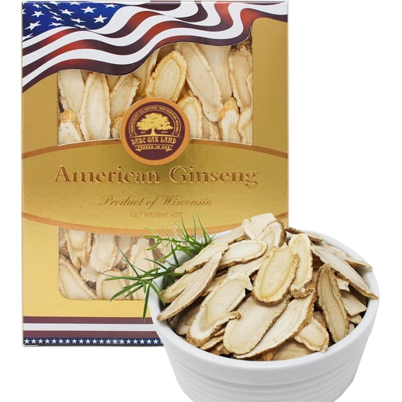 American Ginseng Slices from Wisconsin, American Wisconsin Ginseng Slices Root for Tea, Energy for Men Women Health Boosts Immunity Larger Long Strip 1 Box of 4 Ounces