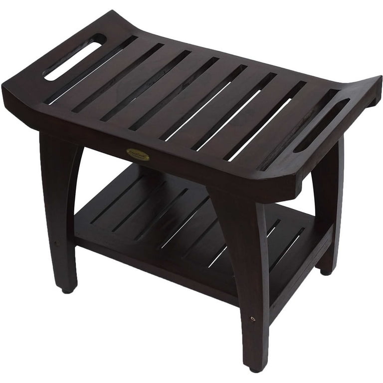 Contemporary Teak Shower bench with Handles in Natural Finish Contemporary Teak Shower bench with Handles in Natural Finish