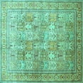 thumbnail image 1 of Ahgly Company Machine Washable Indoor Square Persian Turquoise Blue Traditional Area Rugs, 3' Square, 1 of 4