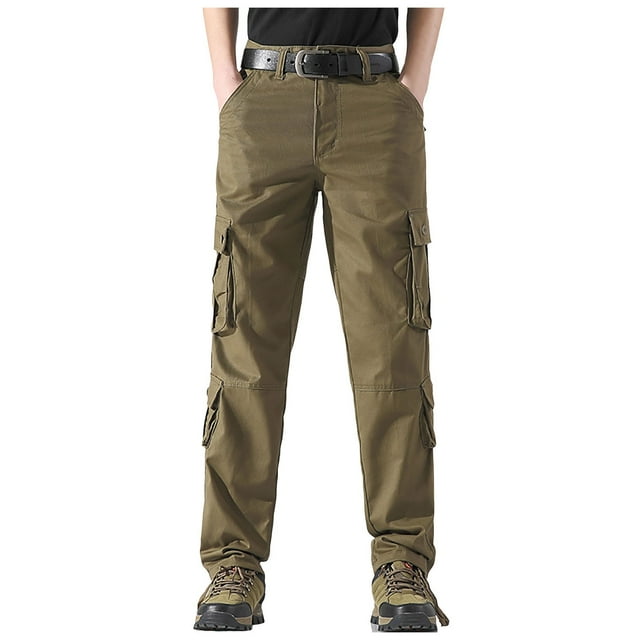 SHIXIAOO Men's Straight Leg Outdoor Casual Trousers with Multiple Pockets and Loose Work Pants