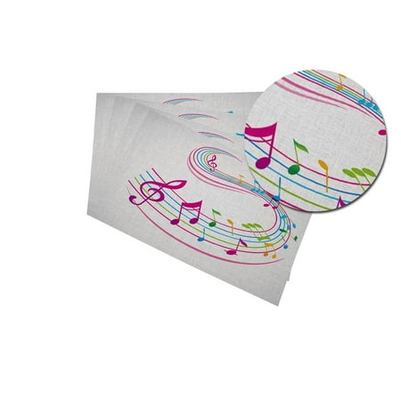 

Placemats Colorful Music Background Decorative Heat Resistant Non-Slip Washable Place Mats for Kitchen Table Mats Set of 4 12 x18