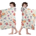 thumbnail image 4 of Pioneer Flower Floral Print Pattern Hooded Bath Towel，60"x35" for Ages 3 To 12 Kids, Quick Dry Lightweight Soft Microfiber Hood Beach Towel Cover Up for Kids, 4 of 7