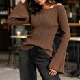 thumbnail image 2 of Womens Bell Long Sleeve Tops Going Out Knitted Pullover Sweater 2025 Fall Fashion Lightweight Winter Shirts, 2 of 6