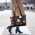 thumbnail image 4 of FORMRS Canvas Laptop Tote Bag for Women with 15.6" Computer Compartments Shoulder Handbag, Halloween Colorful Ghosts, 4 of 7