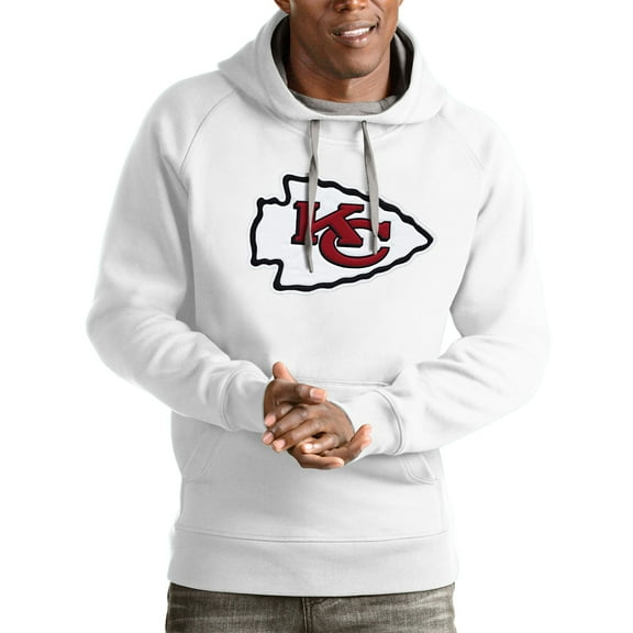 Men's Antigua White Kansas City Chiefs Victory Pullover Hoodie