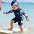 thumbnail image 2 of Tiny Cutey Toddler Boys Swimsuit Baby Long Sleeve Top Shorts Trunks Bathing Suit Set Swimwear Outfit with Hat for 12-18 Months, 2 of 7