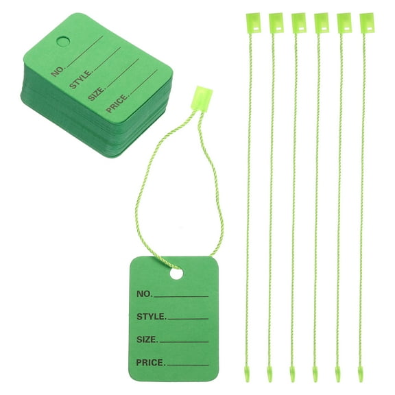 Uxcell Price Tags Hang Tag 2 x 1.4 inch Green Tagging for Clothing Homemade Pricing with Nylon String 150 Set