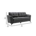 thumbnail image 5 of Odin 79 Inch Modern Sofa with Tufted Cushioning, Black Frame, Gray Velvet- Saltoro Sherpi, 5 of 5