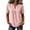 Pink, variant on Women's 2026 Summer Notch Neck Linen-Texture Top | V-Placket Wood-Button Loose Casual Blouse | Breathable Curved-Hem Short-Sleeve Shirt