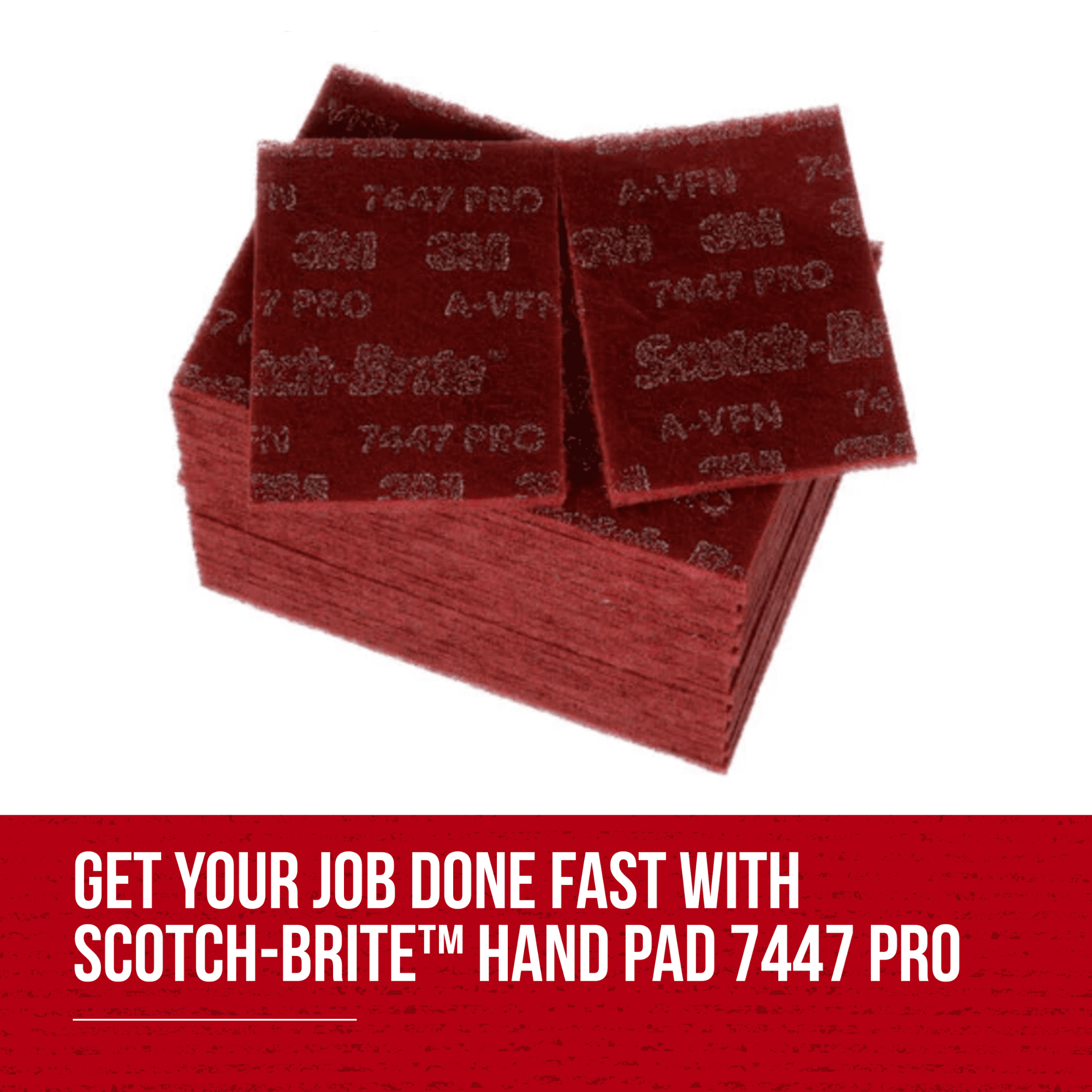 Scotch-Brite 7447B Pro Hand Pad [Very Fine]: 6 in. x 9 in. (Red) 5-pack