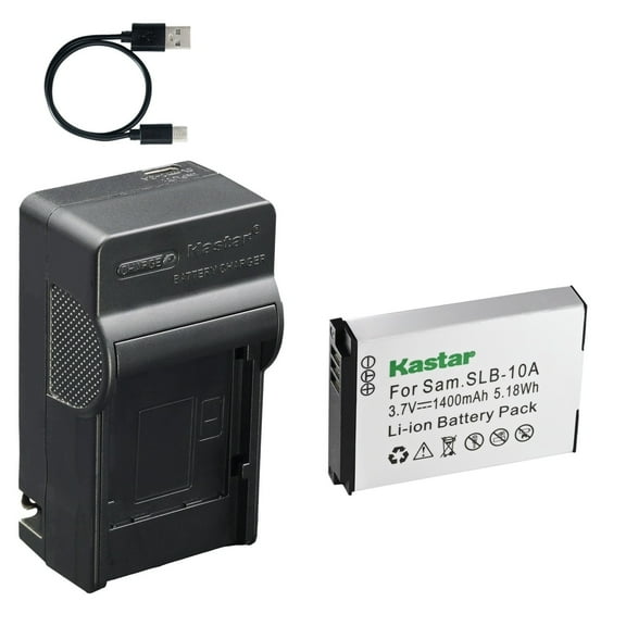 Kastar 1-Pack Battery and AC & USB-C Charger, Compatible with Samsung SLB-10A WB250F WB350F WB800F WB850F WB1000 WB1100F EX2F HMX-U10 HMX-U20 JVC GC-XA2 ADIXXION Toshiba Camileo S30 X150 BenQ G1 G2F