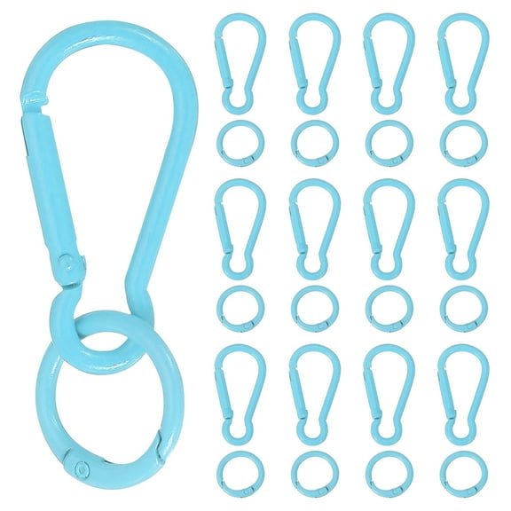 Uxcell 20 Pcs Spring Snap Clip, Spring Snap Key Chain Hook with O Ring, Multipurpose Candy Color Quick Link Keychain Clips Buckle for DIY Lanyard Crafts Camping Backpacking, Blue