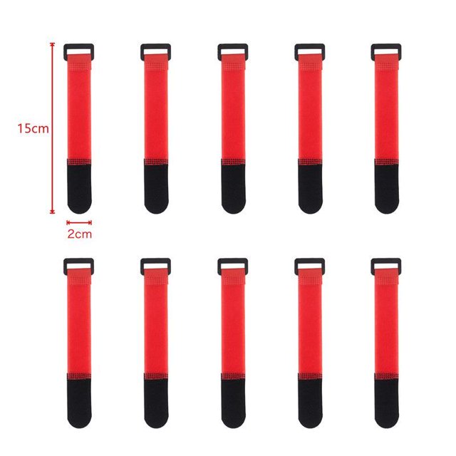 Magic Tape 10Pcs Reusable Hook Loop Nylon Straps Reverse Colored Fastening Tape Self Adhesive Cable Ties Wrap Bundle Fixed Ties 1500764-length 15cm width 2cm
