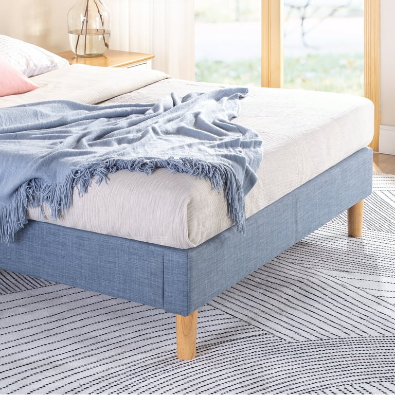 Zinus lottie upholstered platform cheap blue bed frame