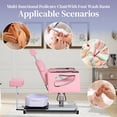 thumbnail image 6 of Pedicure Chair No Plumbing, 360° Swivel Hydraulic Adjustable Reclining Station with Massage Foot Bath & Footrest for Nail Tech, Spa, Salon (Pink), 6 of 9