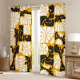 thumbnail image 2 of Homewish Watercolor Bohemian Flowers Blackout Curtains Set of 2 (52x84 Each),Daisy Flowers Curtain,Orange White, 2 of 6