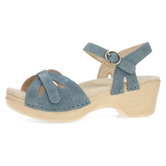 Sandalia Dansko Season Ligera con Cuña y Soporte para el Arco Denim US8.5-9