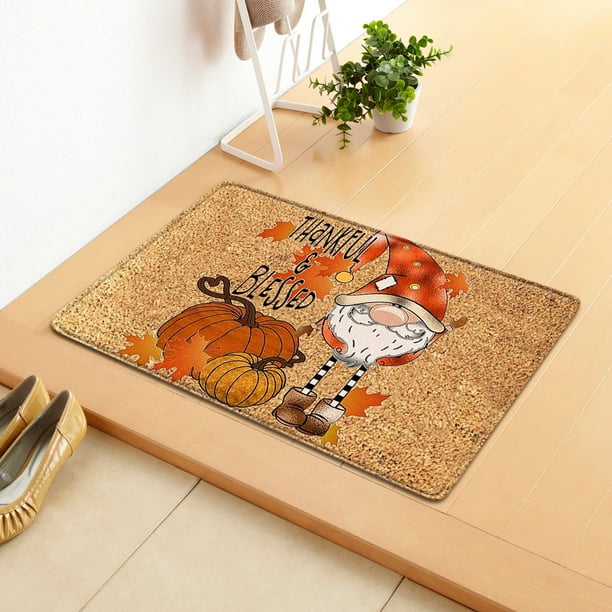 Felpudo de Acción de Gracias con diseño de muñeco sin rostro (40 x 60 cm) | Alfombra antideslizante y absorbente de agua | Alfombra lavable y duradera con tinte ecológico para entrada, pasillo, ba