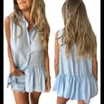 thumbnail image 3 of Blusas Tipo Babydoll Peplum Sin Mangas de Verano para Mujer, Informales, Holgadas y Estilo Túnica. Azul XXL, 3 of 7
