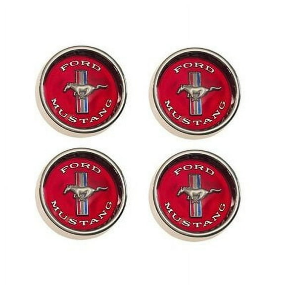 Scott Drake C5ZZ-1130-WR Styled Steel Hub Caps Red Background
