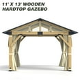 thumbnail image 2 of Howsvn 11Ft x 13Ft Outdoor Wooden Gazebo with Galvanized Steel Roof, Heavy Duty Cedar Wood Hardtop Gazebos with Nettings and Curtains for Garden, Backyard, 2 of 8
