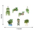 thumbnail image 2 of RV Pegatinas de plantas para ventanas, pegatinas de flores para ventanas, arte de pared de cactus en maceta, calcomanías decorativas con patrones de plantas colgantes, 7 piezas para sala de estar, dormitorio, puerta de vidrio Rojo Verde, 2 of 4