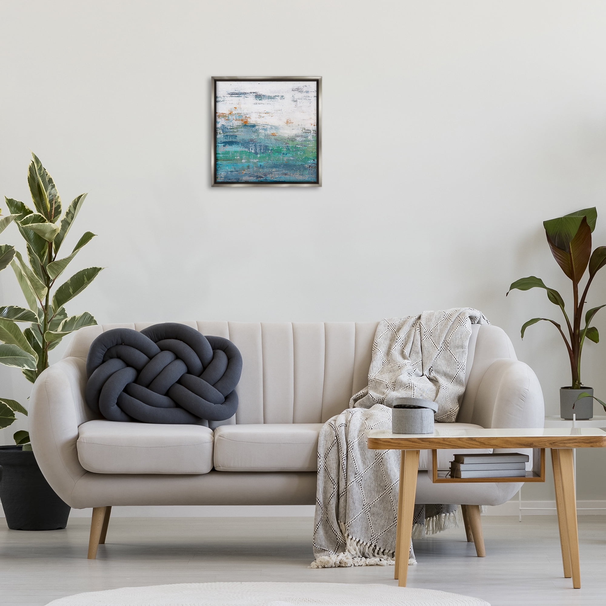 Stupell Industries Distressed Paint Gradient Abstract Painting Gray Floater Framed Canvas Art Print Wall Art, 18 x 18
