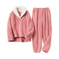 thumbnail image 4 of Hifoo Women Comfortable Flannel Pajamas Long Sleeve Plus Size Loose Fit Homewear Sets Home Fashionable Solid Color Sleepwear, 4 of 4