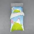 thumbnail image 1 of Ambesonne Cartoon Bedding Set 3 Pcs, Hills Hot Air Balloon, Twin XL, Multicolor, 1 of 3