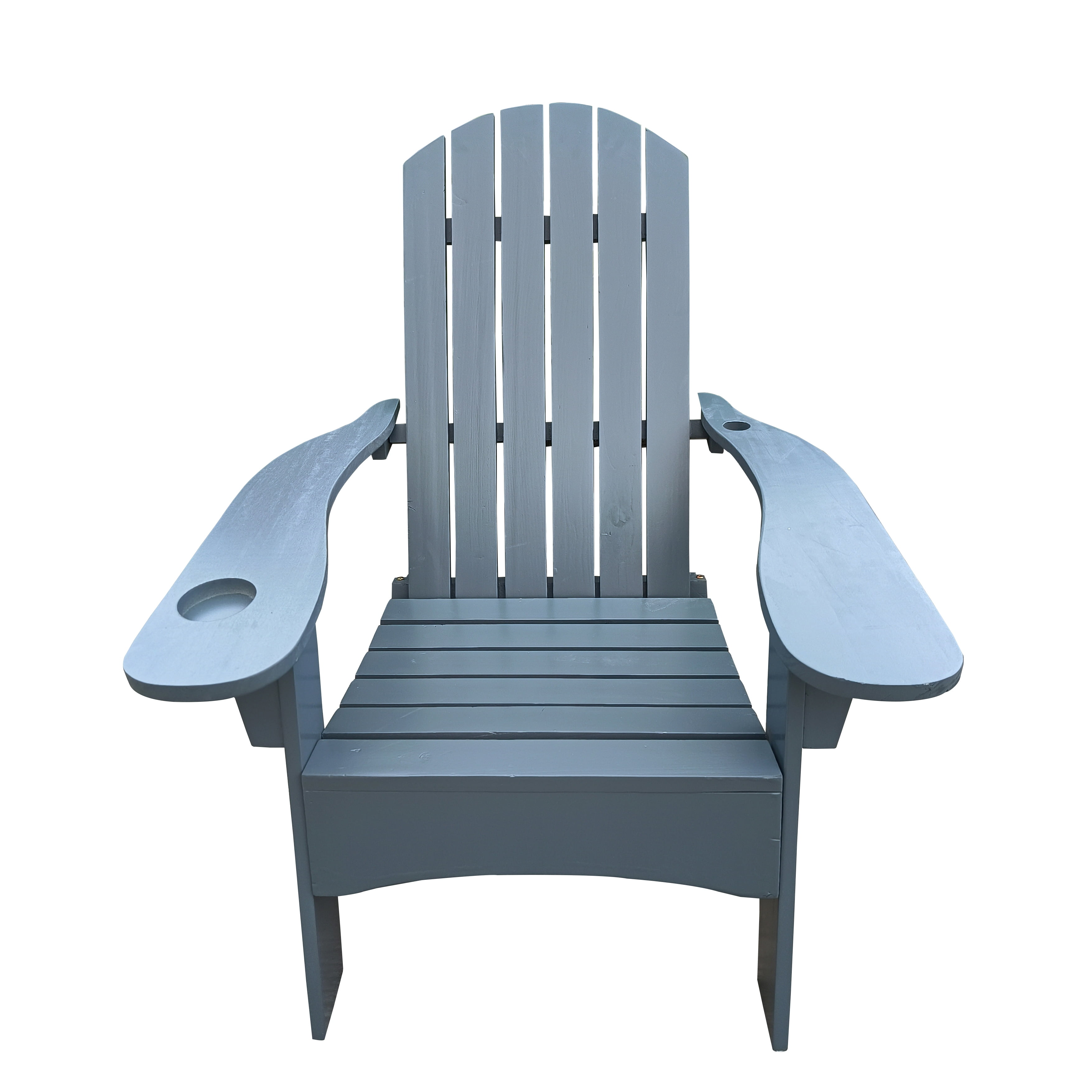 Aimee Lii Indoor Outdoor Wood Chair, Outdoor Beach Patio Pool Deck Furniture with An Umbrella Hole, Gray