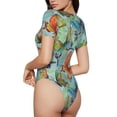 thumbnail image 4 of Uemuo Retro Seamless Flying Butterflies Pattern Women's One Piece Short Sleeve Swimsuit Rash Guard Surfing Modest Quick-drying Swimsuit Beach Essentials-, 4 of 9