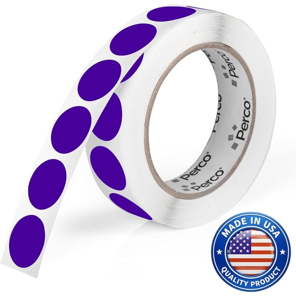 Perco Purple Round Circle Dot Sticker 1-Inch Labels with Perforation for Easy Tear-Off, 1,000 Stickers per Roll - Category Labels, Classroom Use & Creative Organization, Strong Adhesive - Made in USA