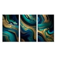 thumbnail image 2 of Designart "Azure Dreamscapes Gold and Turquoise Marble V" Abstract Painting Wall Art Set Of 3 - Modern Gold Gallery Set For Office Decor, 2 of 6
