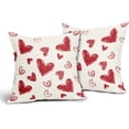 thumbnail image 3 of Valentines Day Pillow Covers 18x18 Inch Red Pink Heart Cotton Linen Decorative Throw Pillow Case Valentine's Day Cushion Cover Set of 2 Home Decor for Bedroom Sofa Living Room Couch Chair, 3 of 6