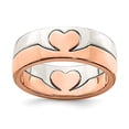 thumbnail image 4 of Sterling Silver Rose-tone Double Heart Ring Size 6, 4 of 4
