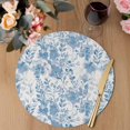 thumbnail image 3 of Navy Blue Flowers Round 15 Inch Placemats Set of 6, Watercolor Summer Botanical Floral HeatResistant Non Slip Place Mats for Dining Table, Wipeable Braided Kitchen Table Mats for Housewarming, 3 of 9