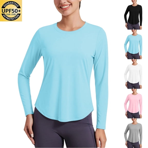 Posijego Women's UPF 50 Sun Shirts Long Sleeve Sun Protection Tops Quick Dry Lightweight Athletic Workout Running Active Tees