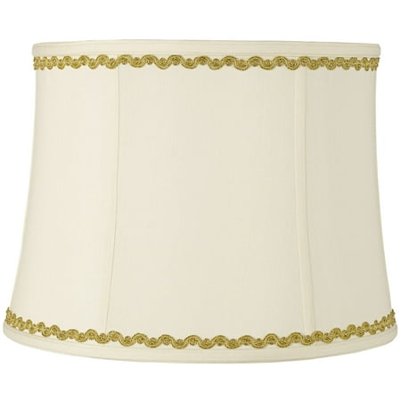 Imperial Shade Drum Shade with Metallic Gold Wave Trim 14x16x12