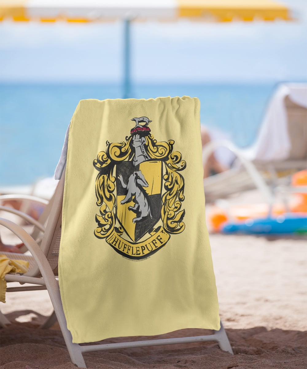 Harry Potter Drawn Hufflepuff Crest Officially Licensed Beach Towel 30' X 60'